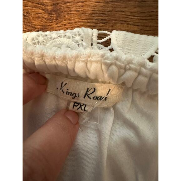 Kings Road White Embroidered Strapless Wide Leg Jumpsuit Bridal Sophistication - Picture 6 of 9